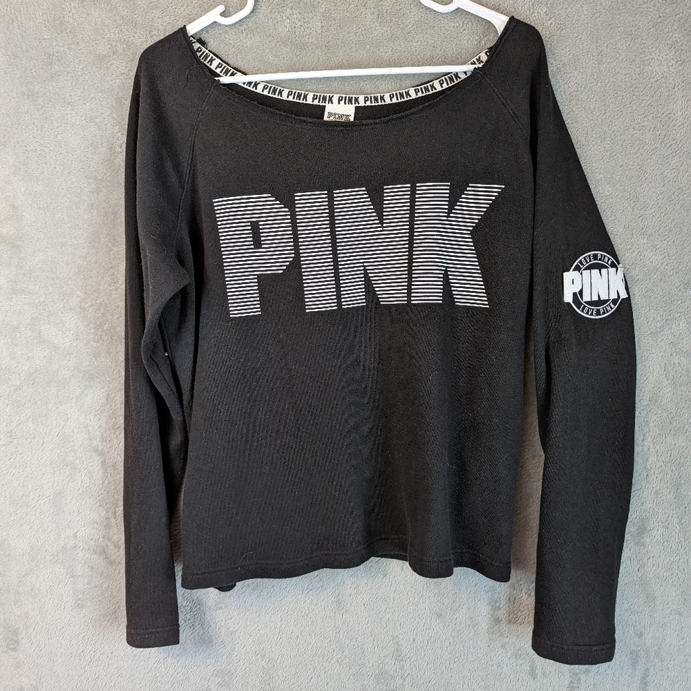 Pink by Victoria Secret, black long sleeve top, good condition